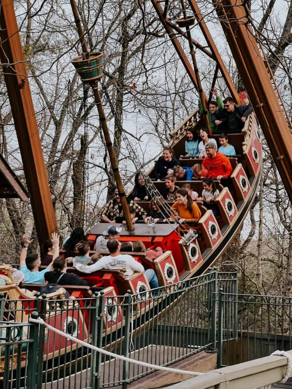 A thrill ride at Silver Dollar City in Branson, Missouri