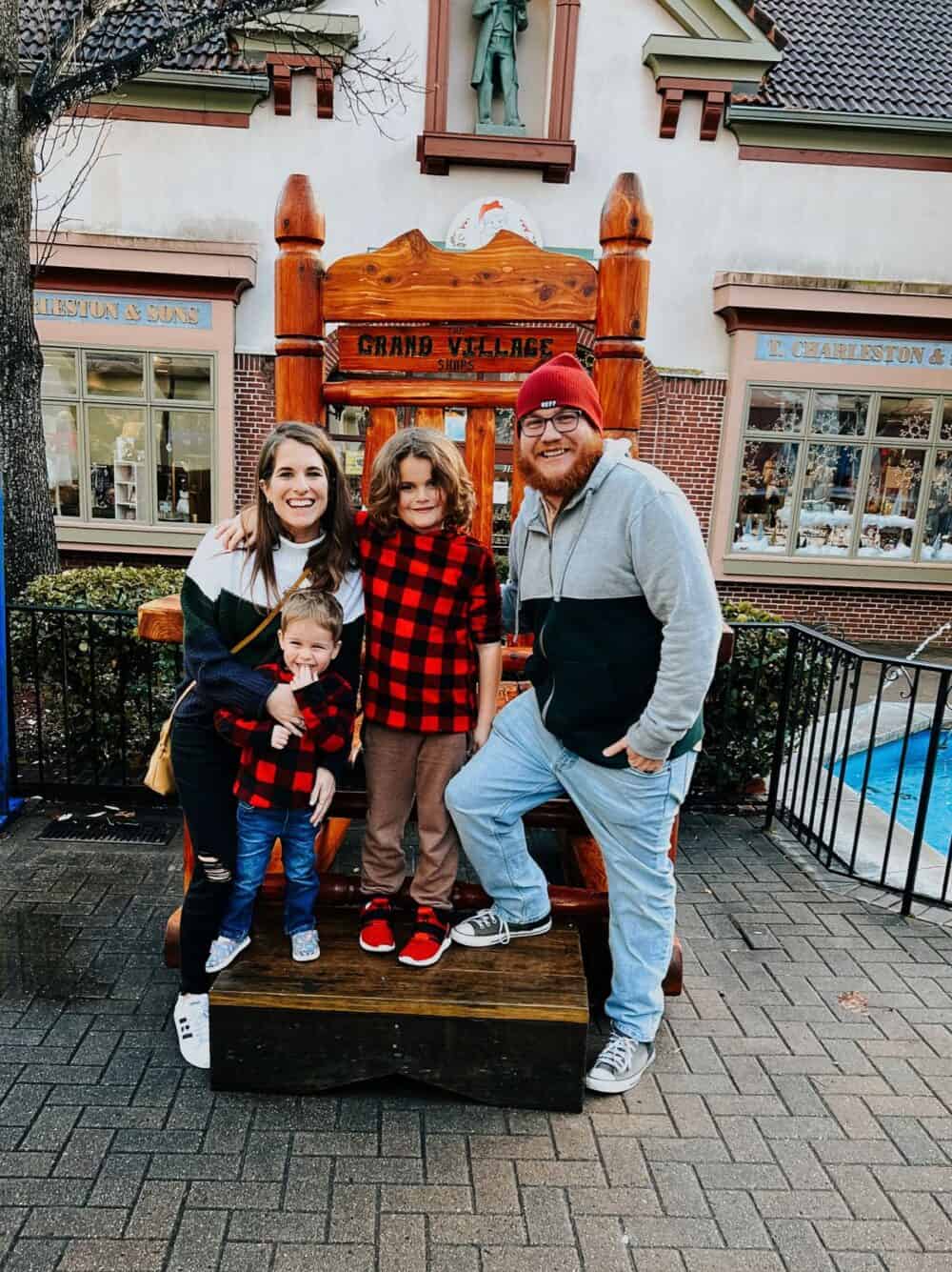 family posing for a photo in Branson, missouri