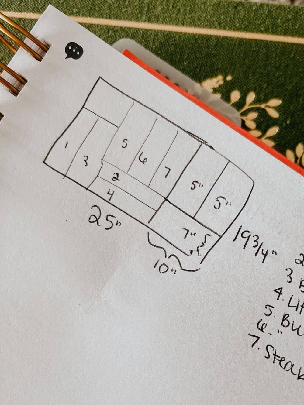 Sketch of silverware drawer organizer 