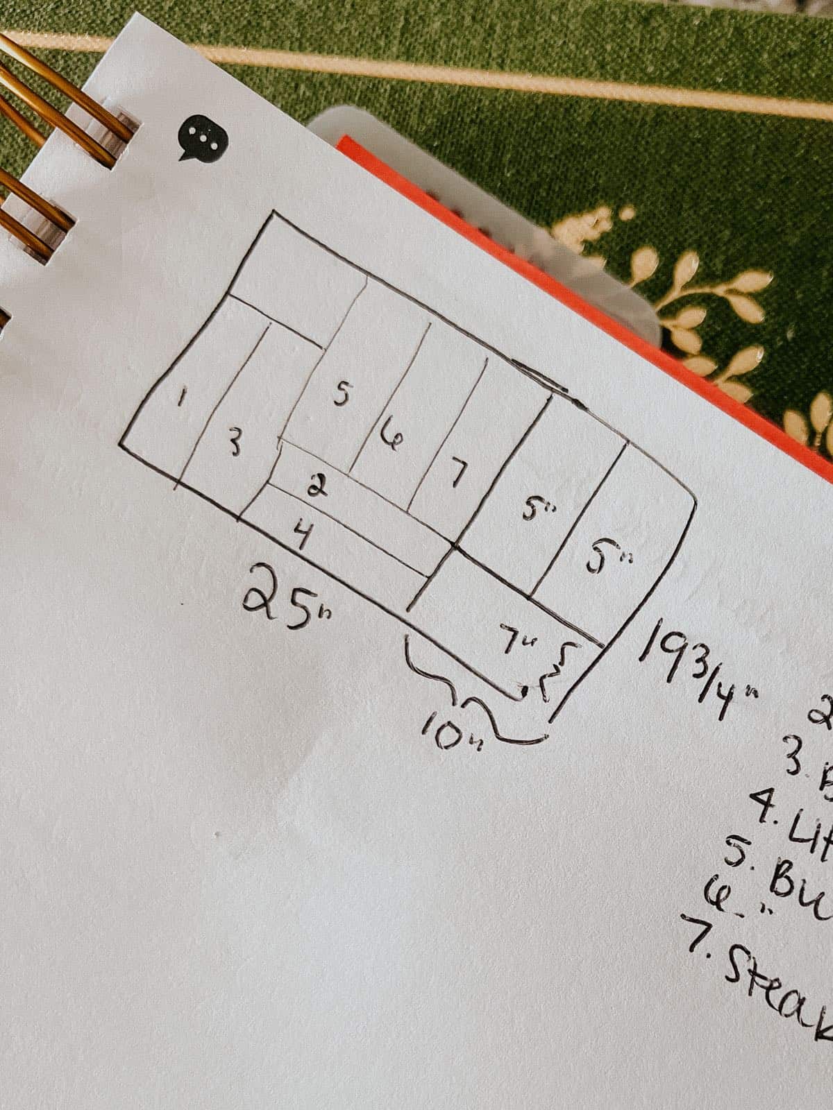 Sketch of silverware drawer organizer