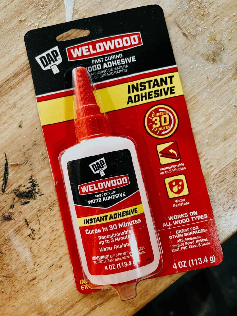 Close up image of Weldwood Instant Wood Adhesive