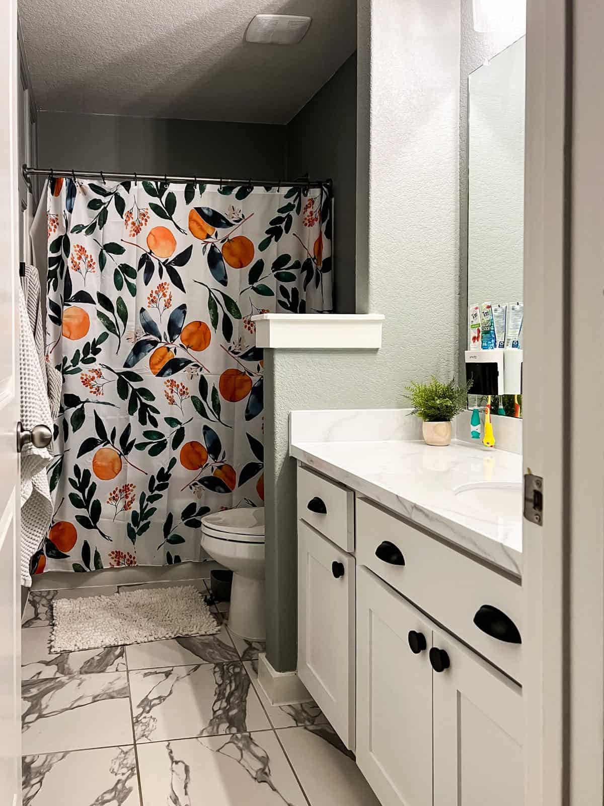 DIY Faux Marble Countertops in the Boys’ Bathroom