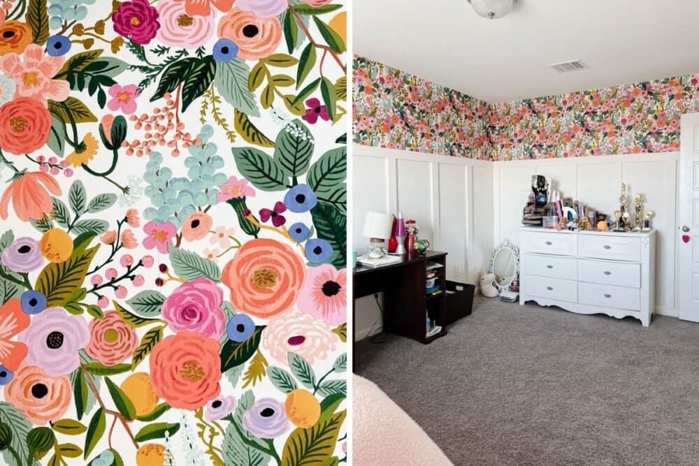 collage of images of floral wallpaper 