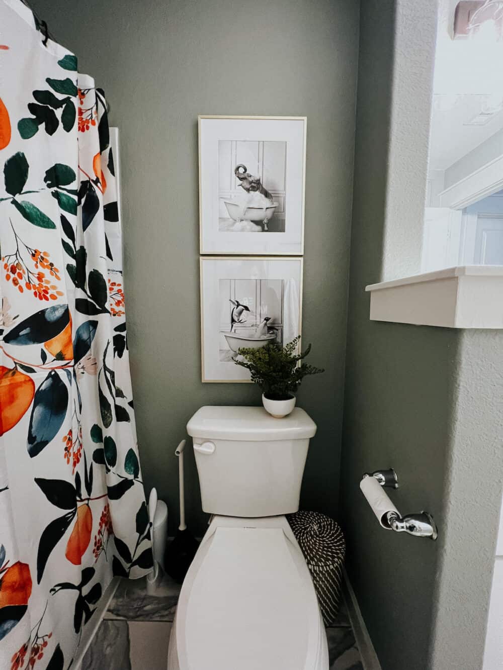 Bathroom with playful art 