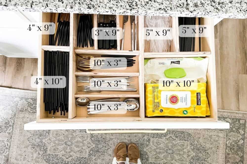 labeled silverware drawer organizer