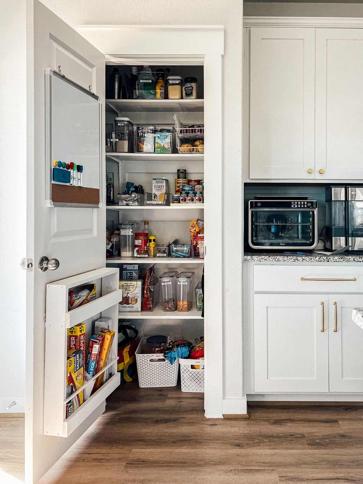 Organized pantry with a DIY wooden organizer 