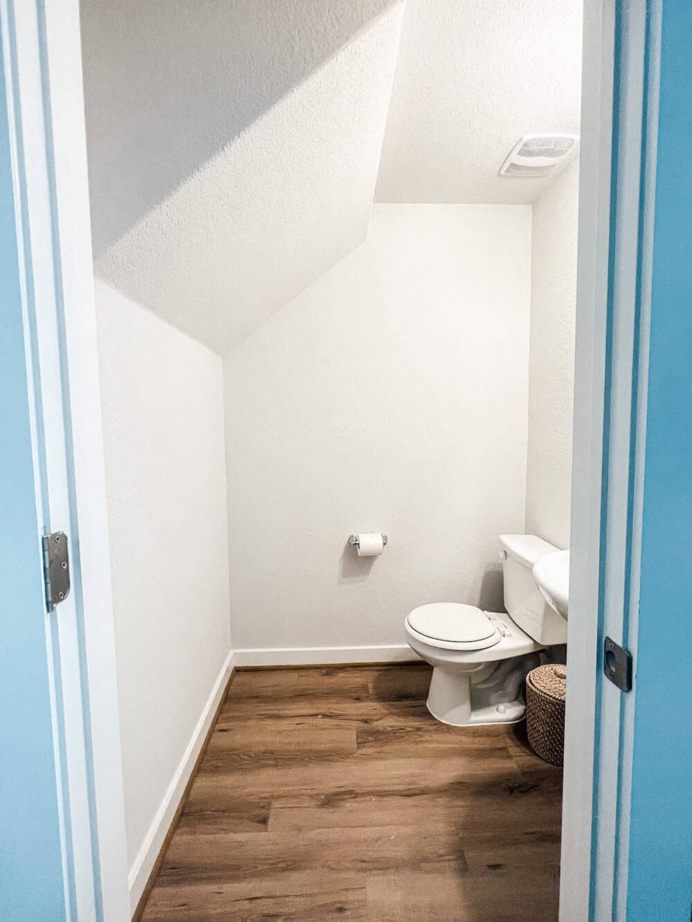 Bathroom with freshly caulked toilet