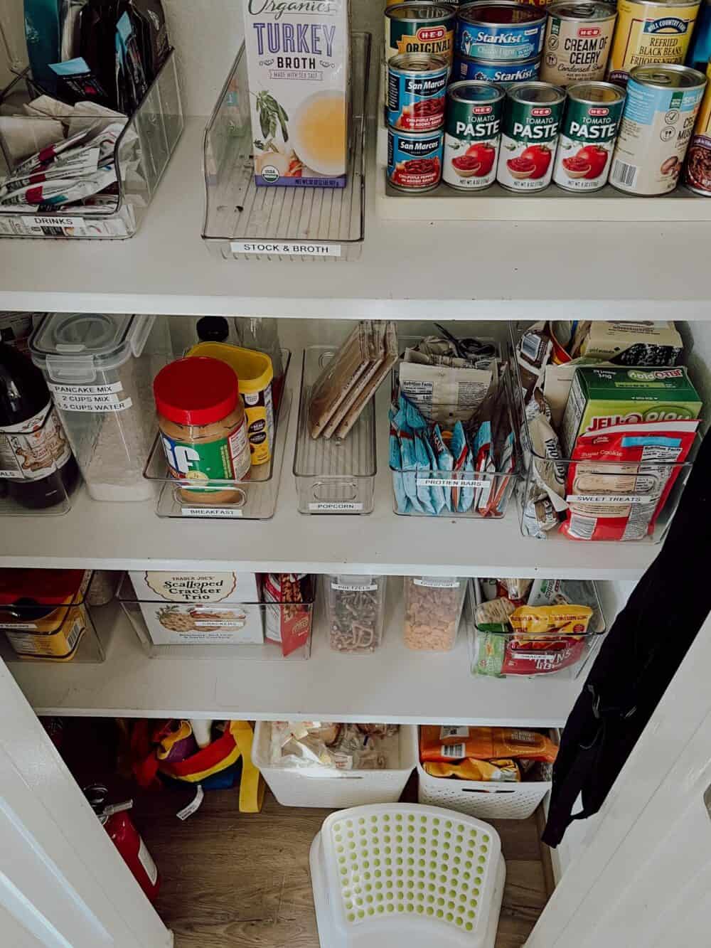 small pantry with organization