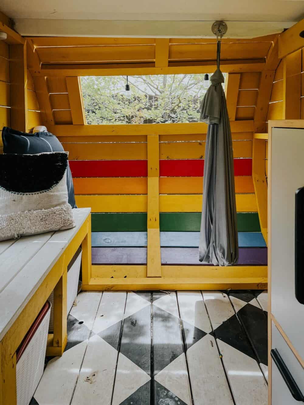 Interior of a camper style playhouse