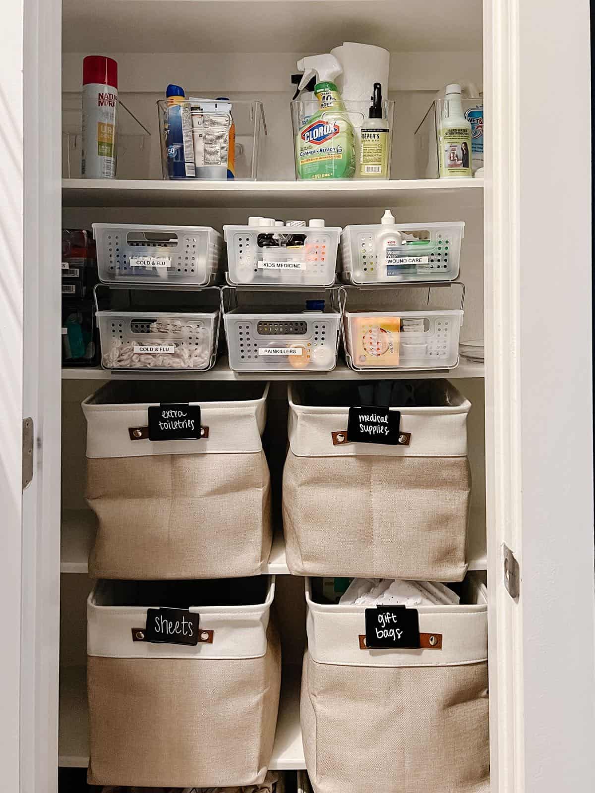 Organized linen closet 
