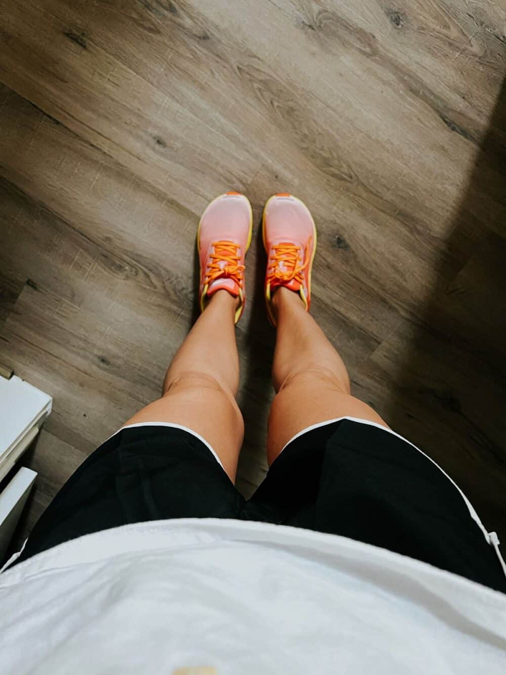 overhead view of Altra running shoes 