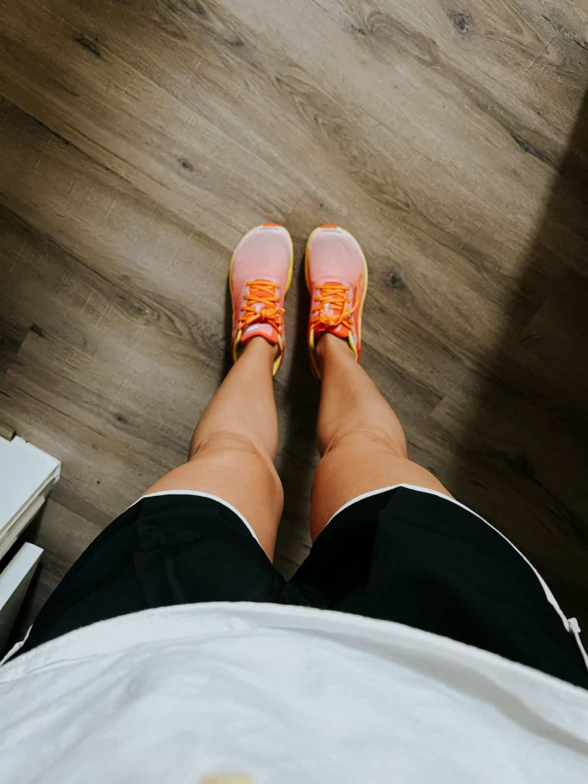 overhead view of Altra running shoes