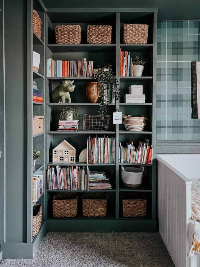 built-in BILLY bookcases in a boy's room 