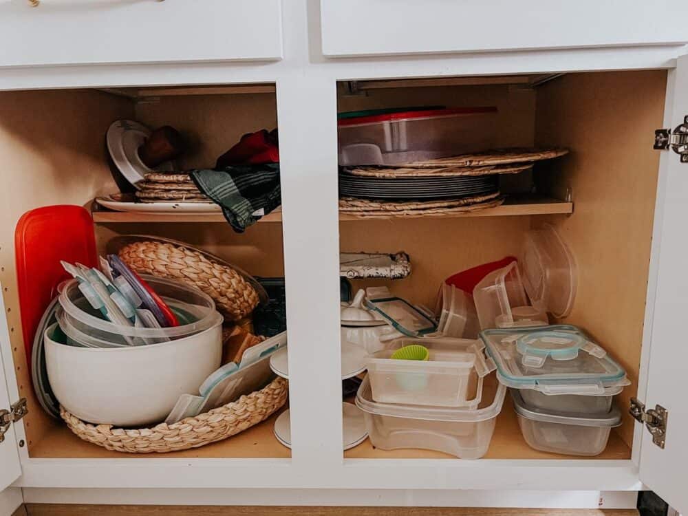 Easy Way to Organize Tupperware in Cabinets