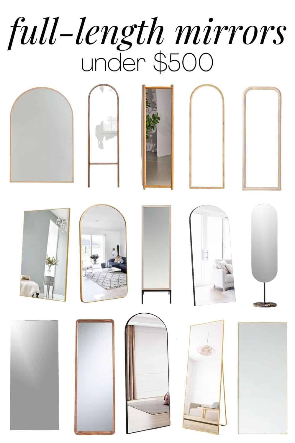 a collage of 15 full-length mirrors 