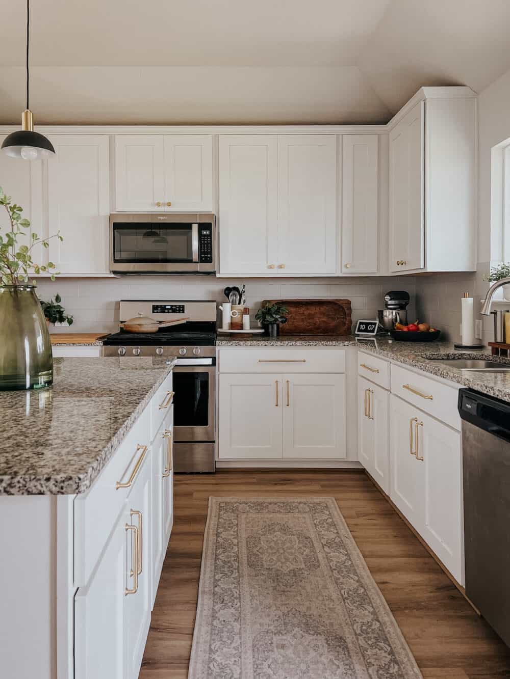 kitchen with gold hardware 