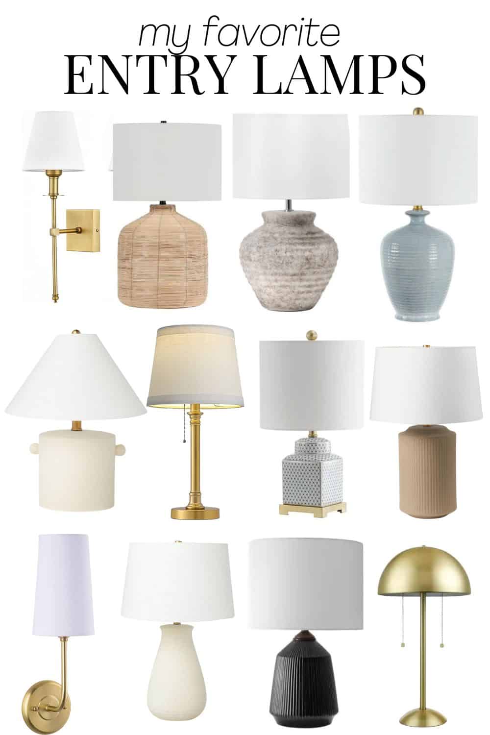 a collage of entry lamps