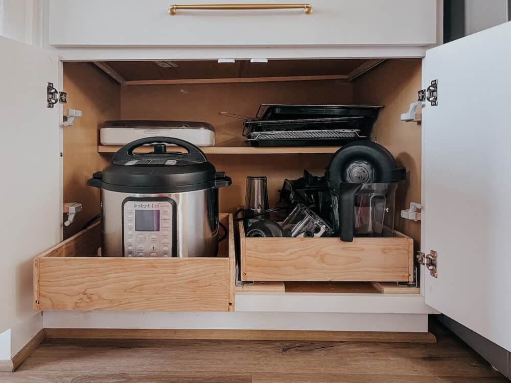 cabinet with pull-out wood drawers