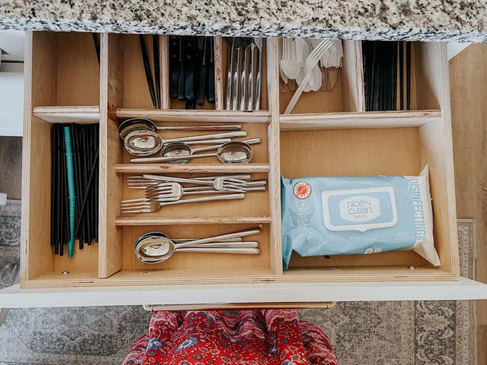 built in silverware drawer organizer 