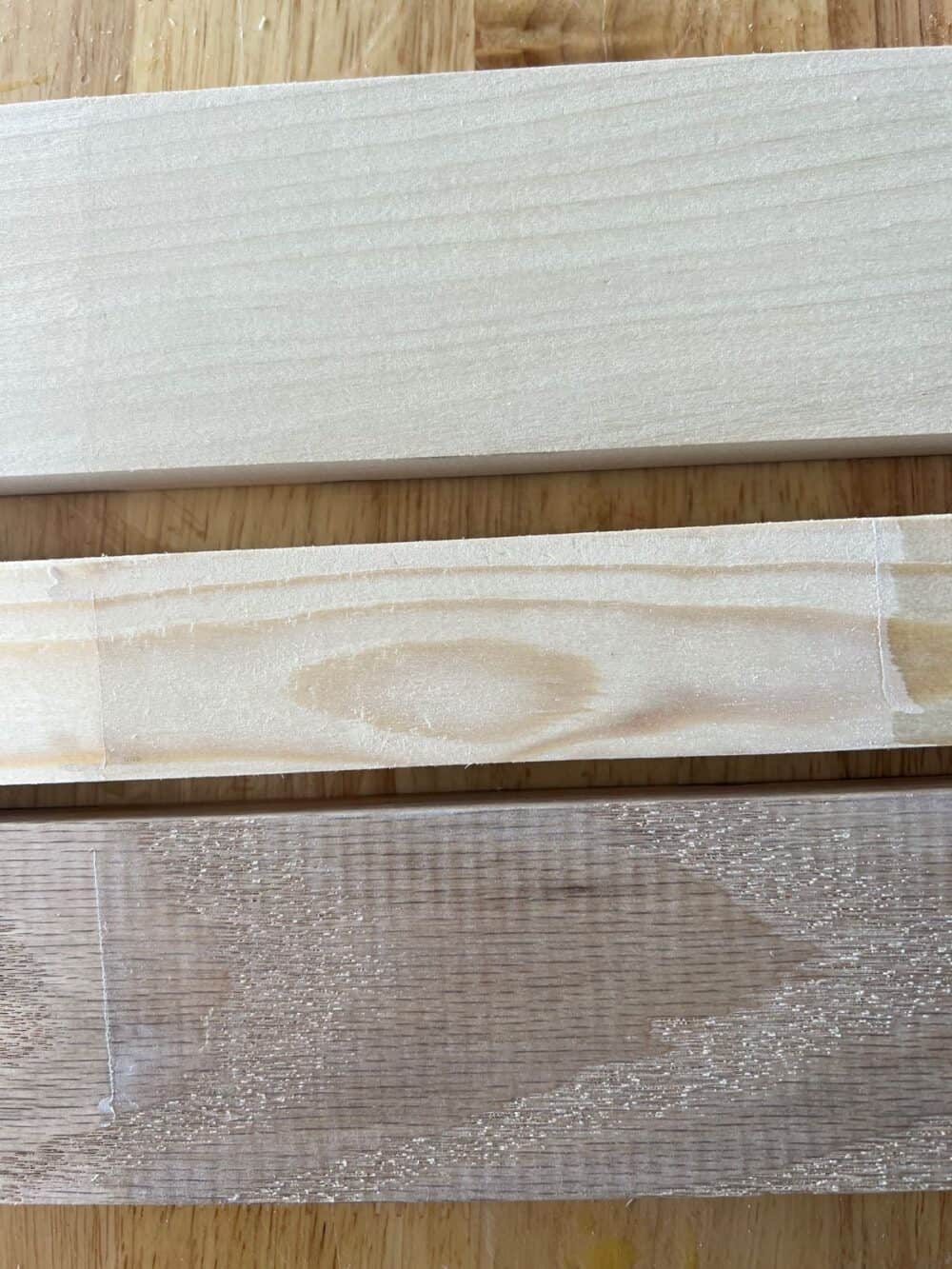 varathane antique white on three different wood types 