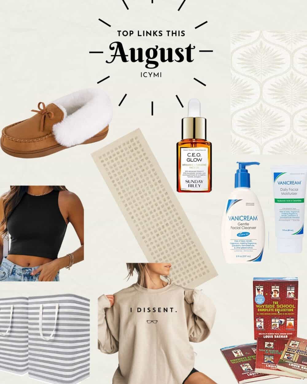 collage of favorite things in August