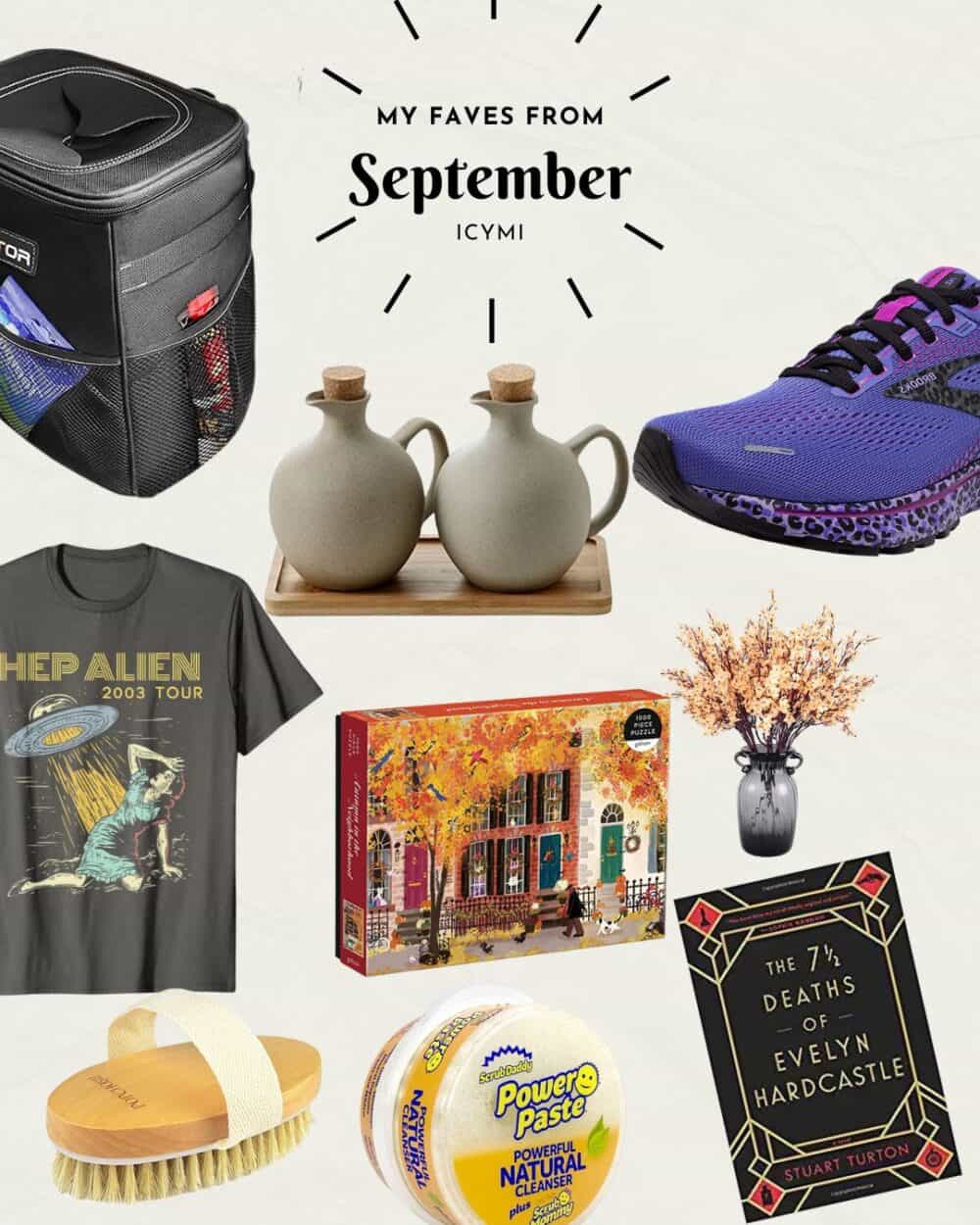 collage of favorite items from September