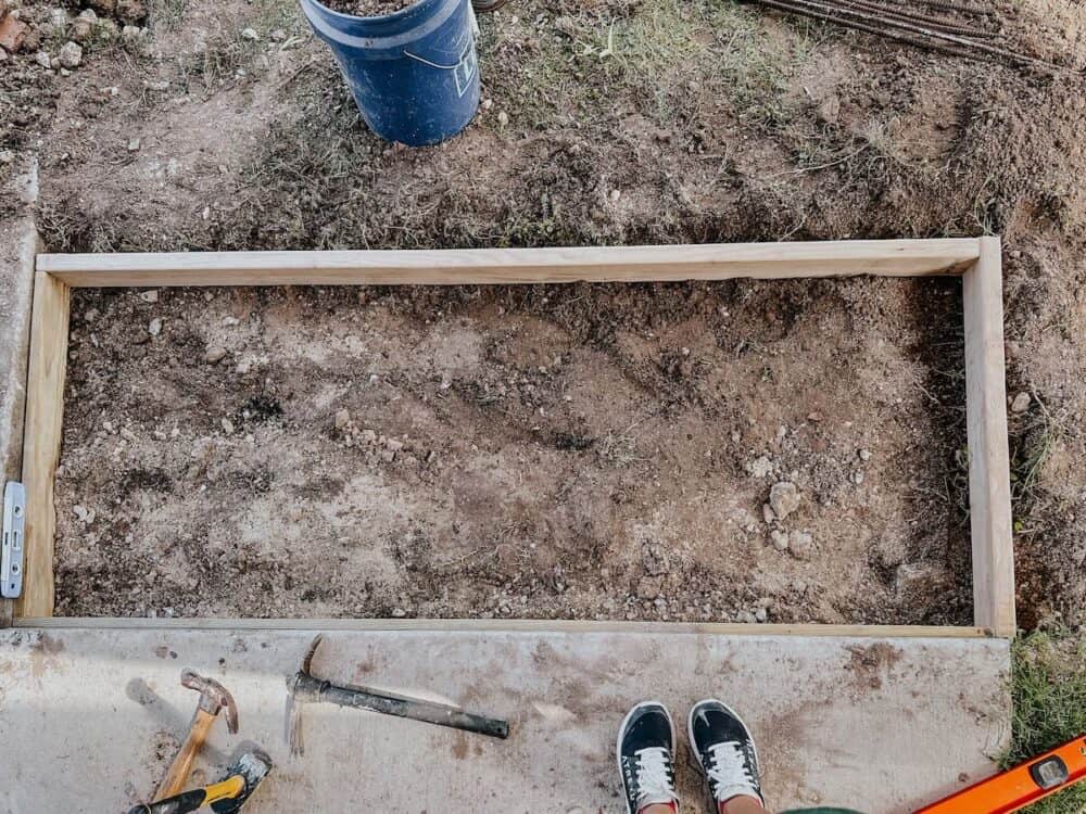 Frame for DIY concrete porch step 