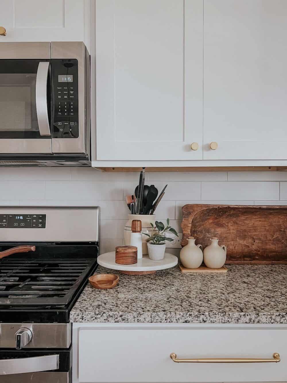 kitchen counter with cozy fall textures