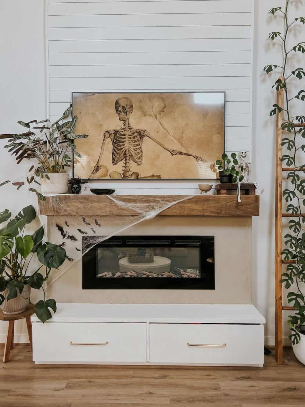 Mantel with halloween decorations