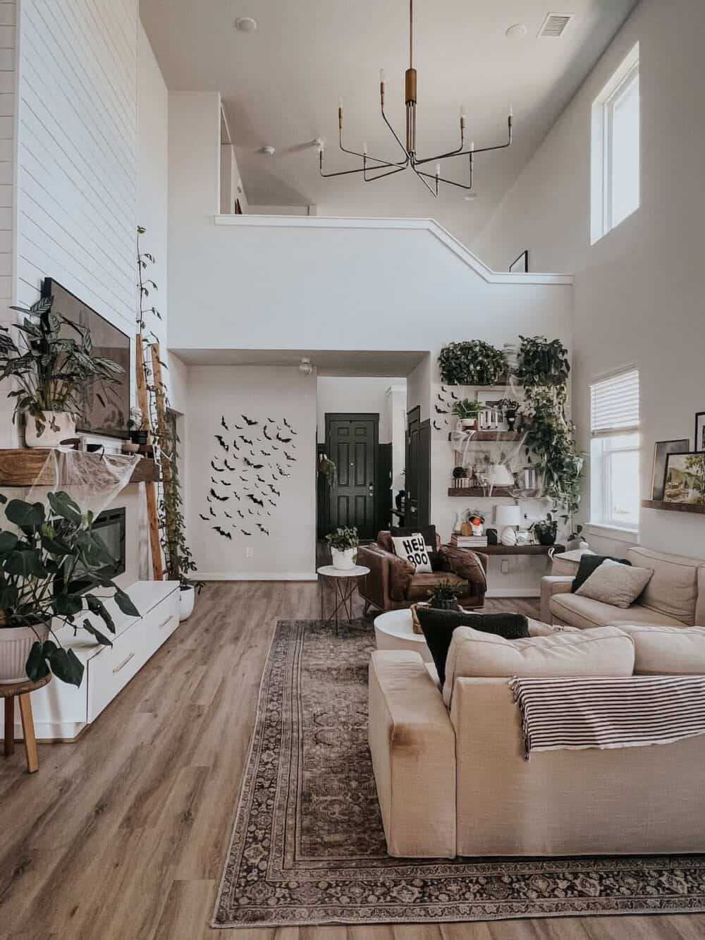 living room decorated with cute halloween decorations