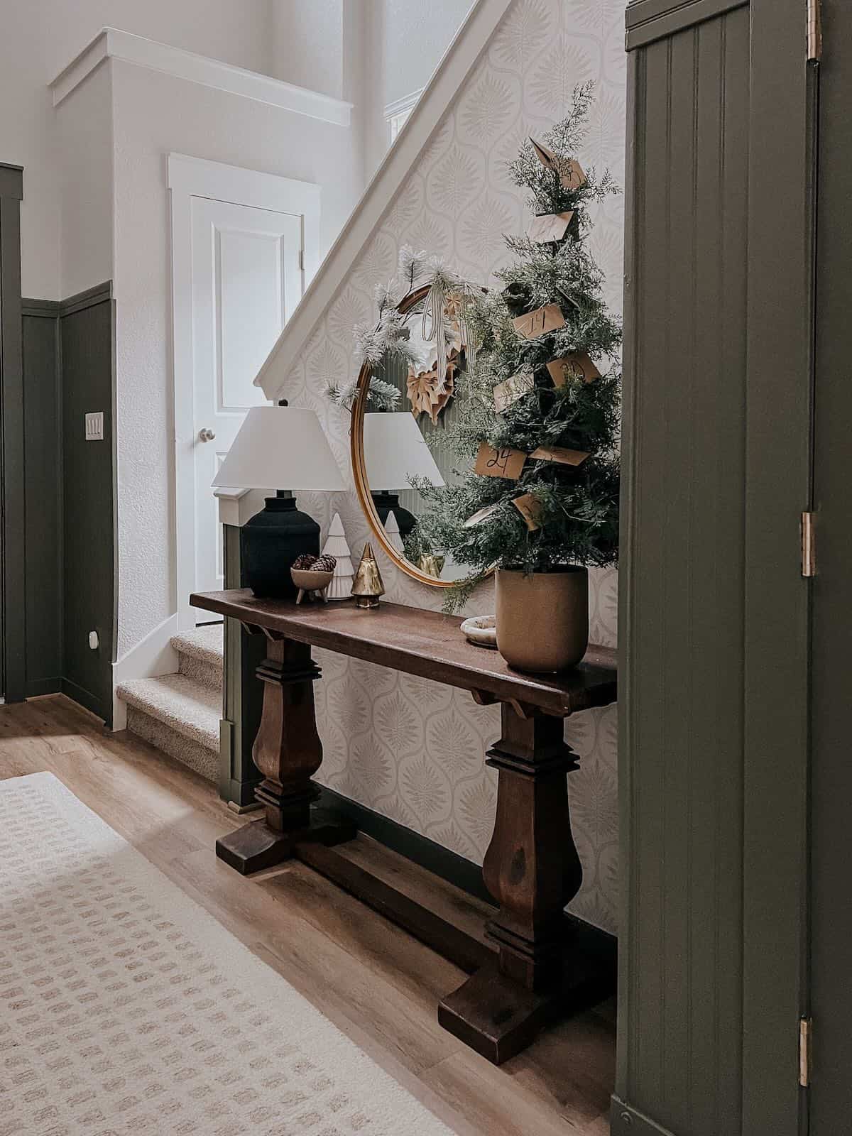 Home entry decorated for Christmas
