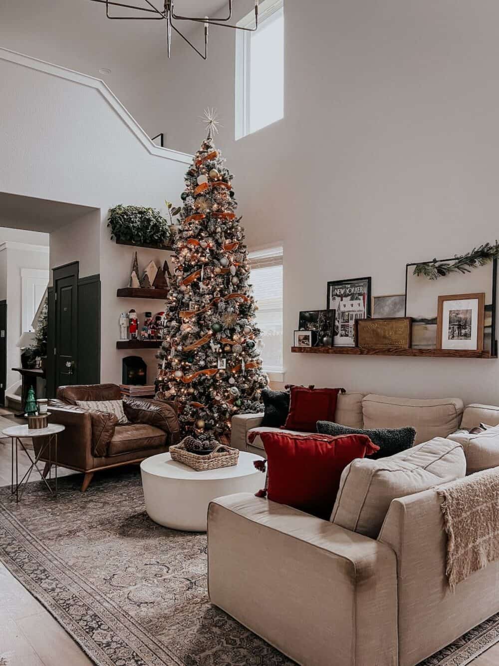Cozy living room decorated for Christmas