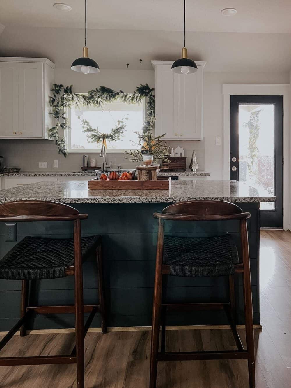 Kitchen decorated for Christmas 