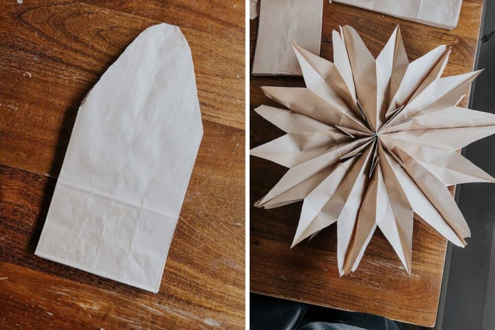 Ideas for cutting DIY paper bag snowflakes