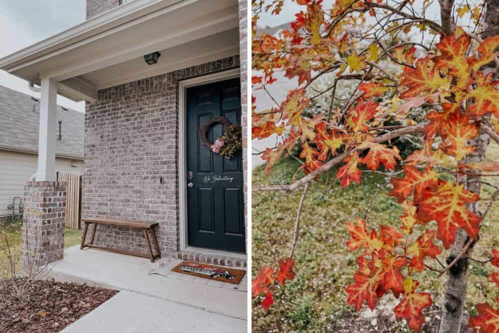 two images of a home exterior