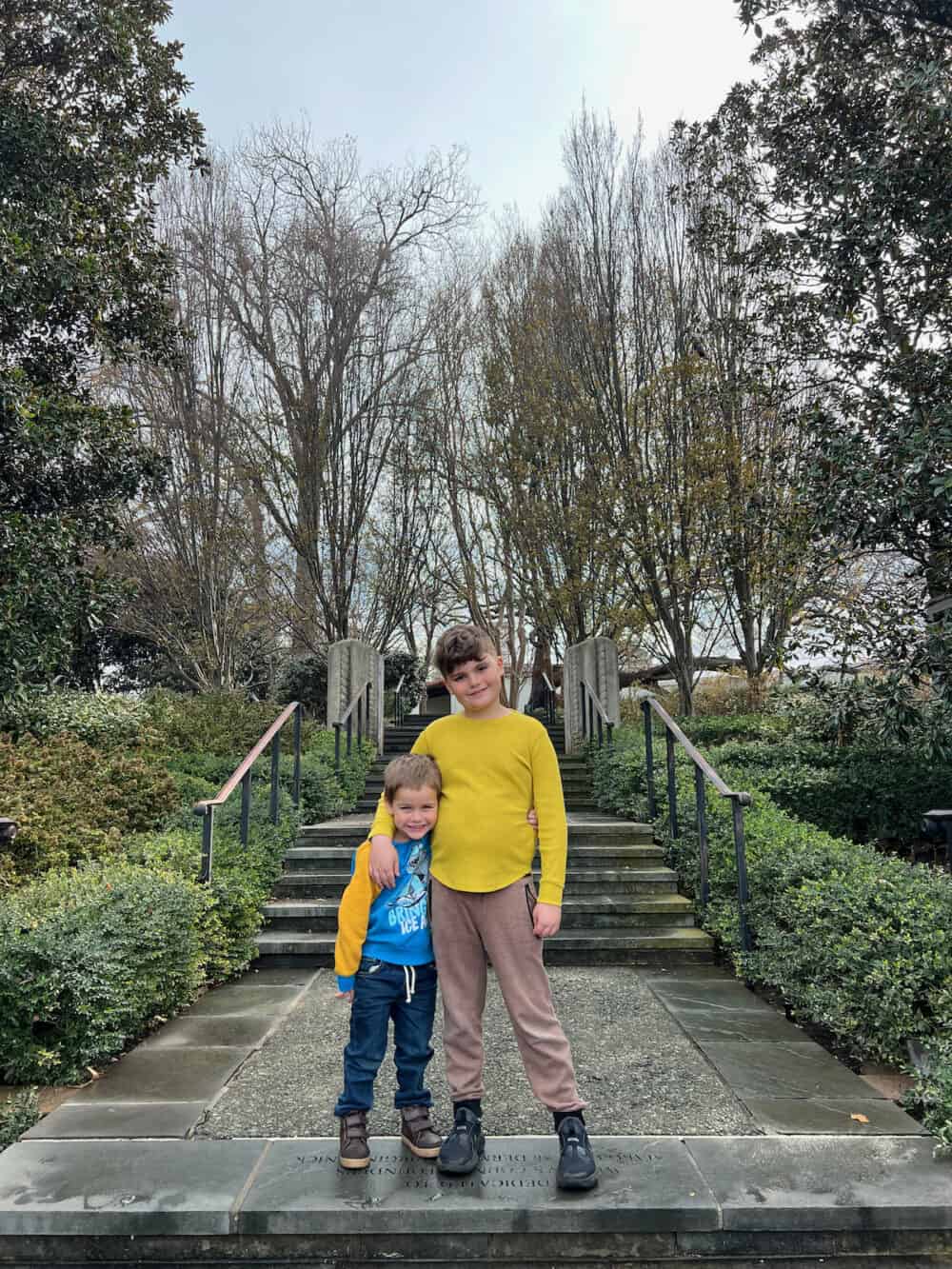 Two young boys at the Dallas Arboretum