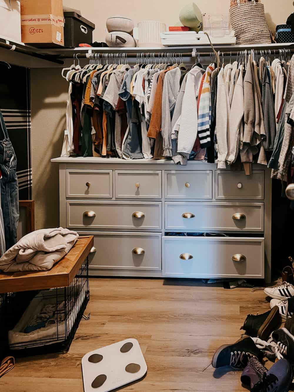 messy master bedroom closet 