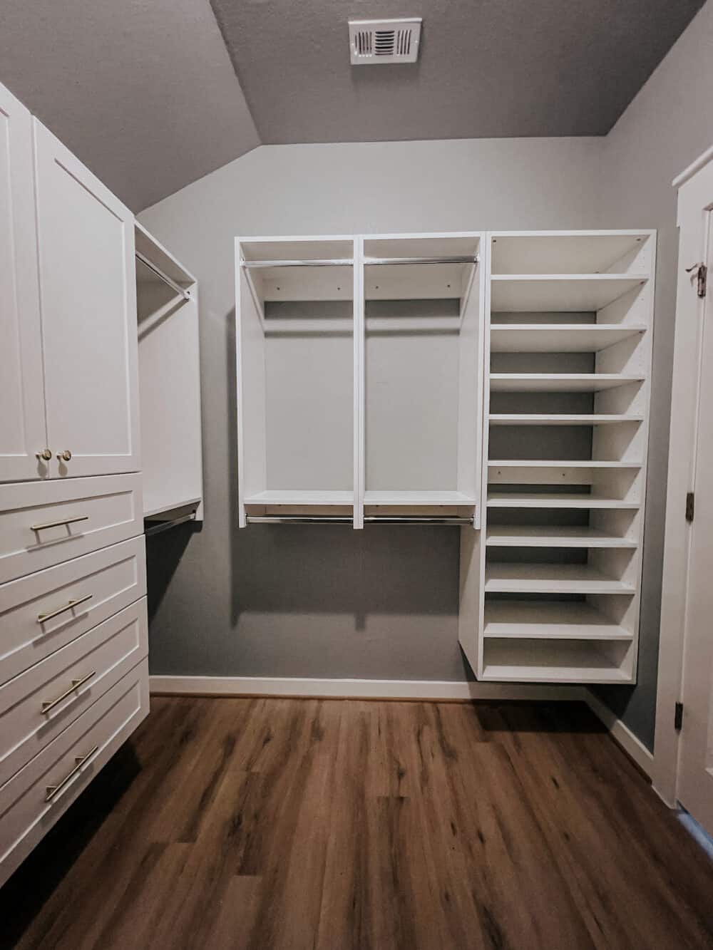 Empty closet with closet organization system 