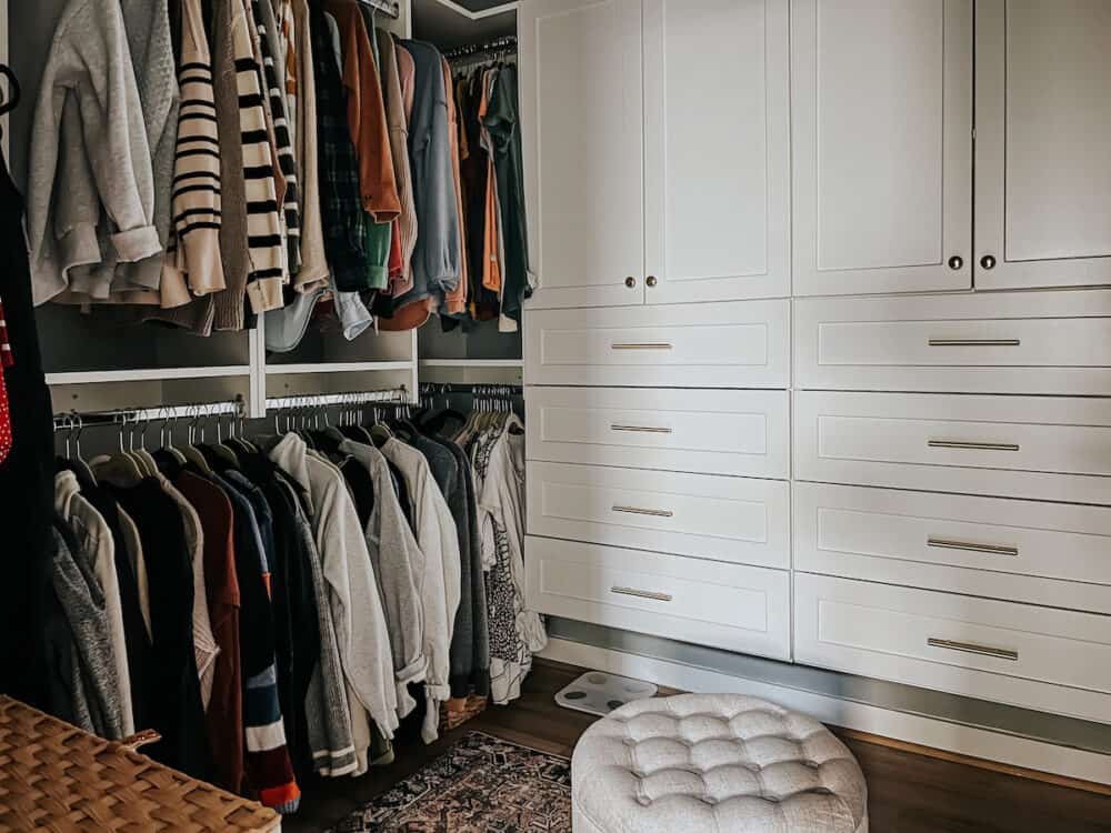 bedroom closet with built in organization systems