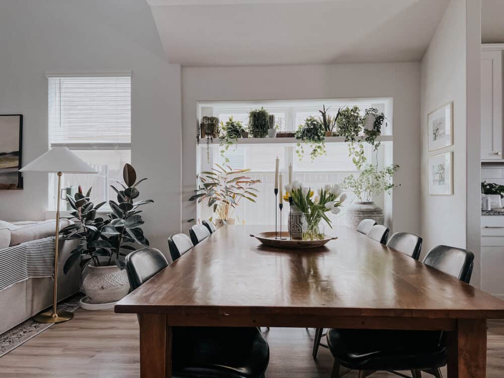 dining room decorated for spring 