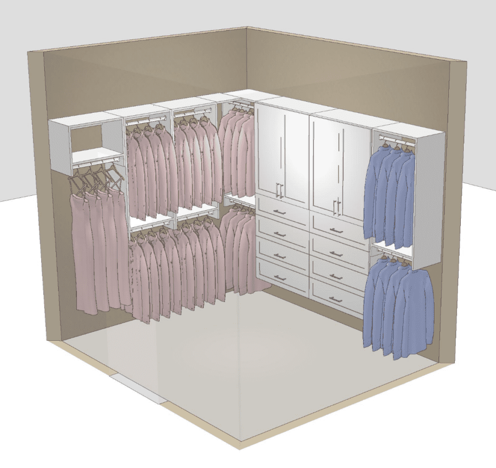 a 3d rendering of a custom closet from Modular Closets 