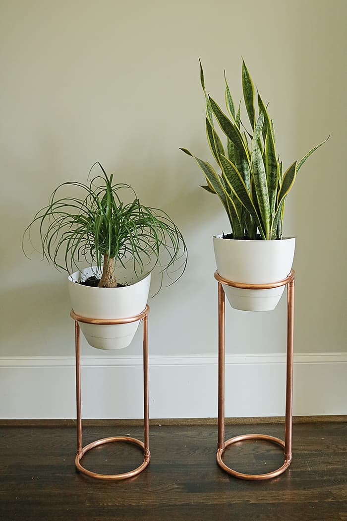 copper round plant stands