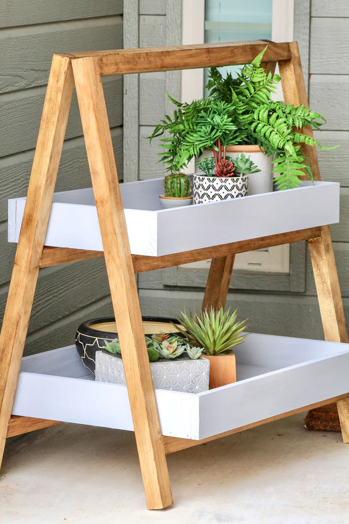 modern a frame plant stand