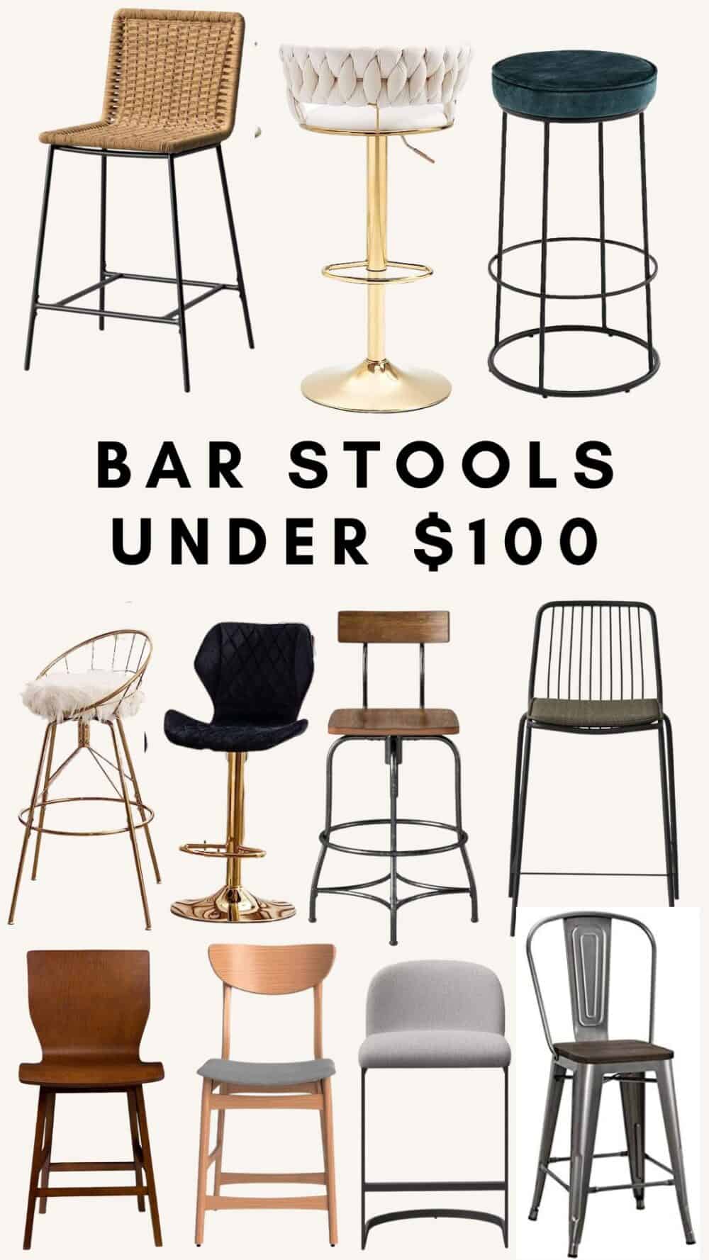 collage of bar stools under $100