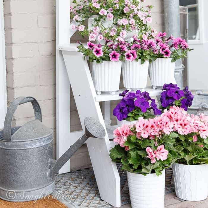 DIY plant stand from an old stepstool