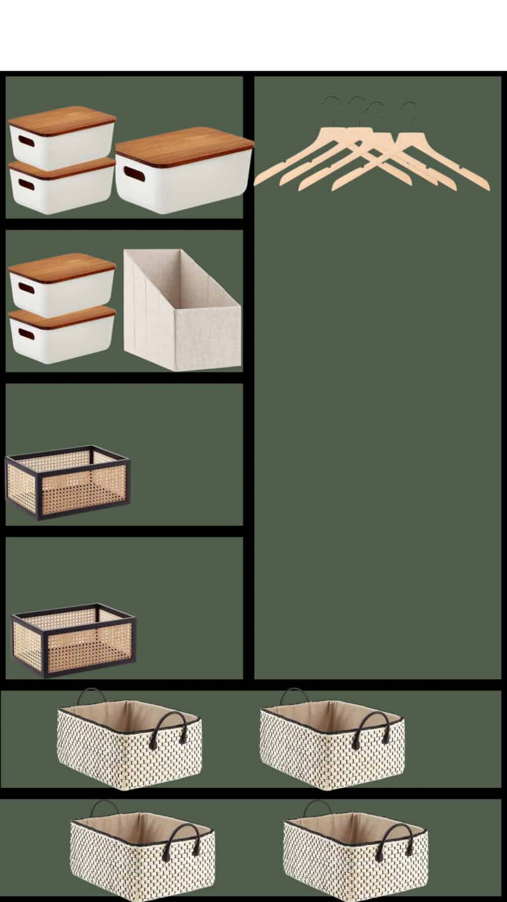 a graphic showing a plan for entry closet organization