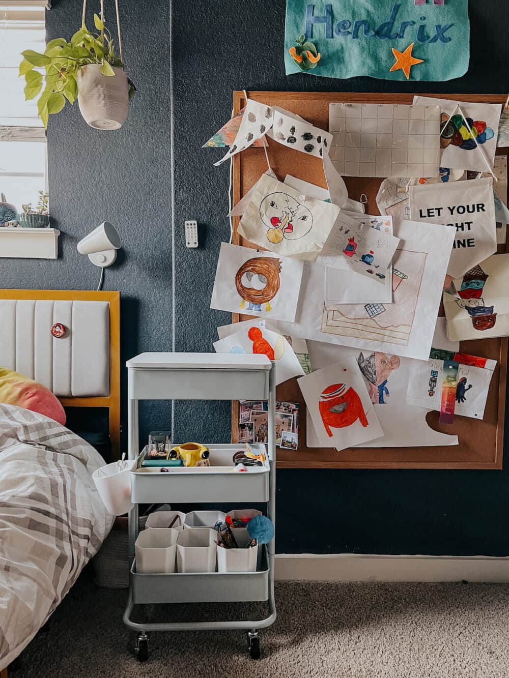 kid room with bulletin board