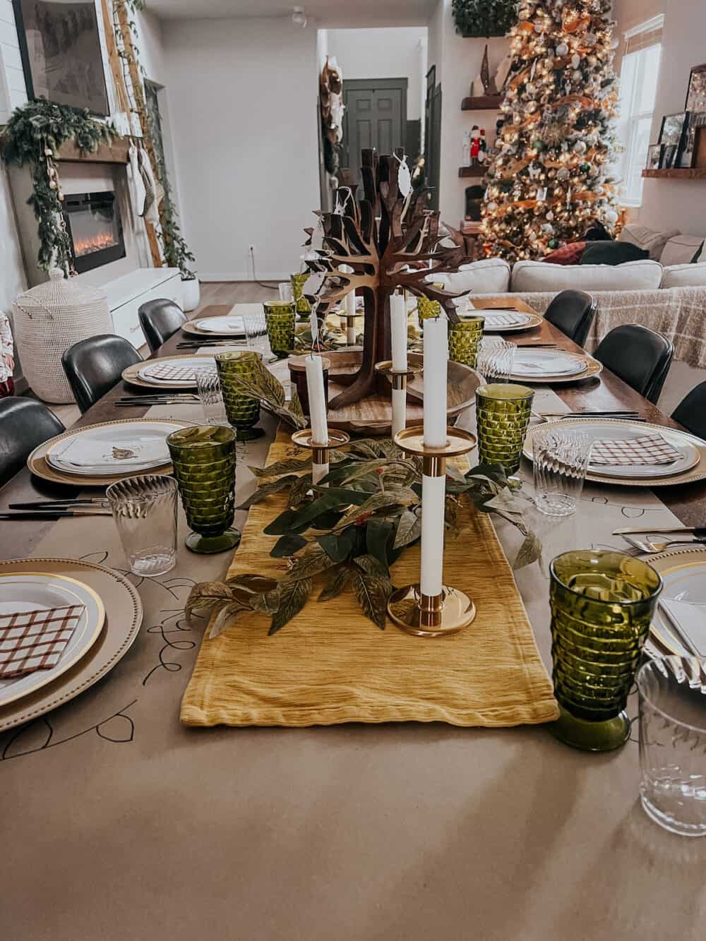 table set for thanksgiving with a gratitude tree