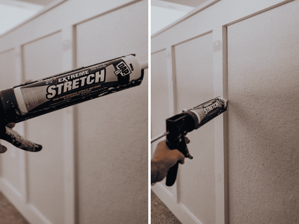 two images of DAP extreme stretch caulk