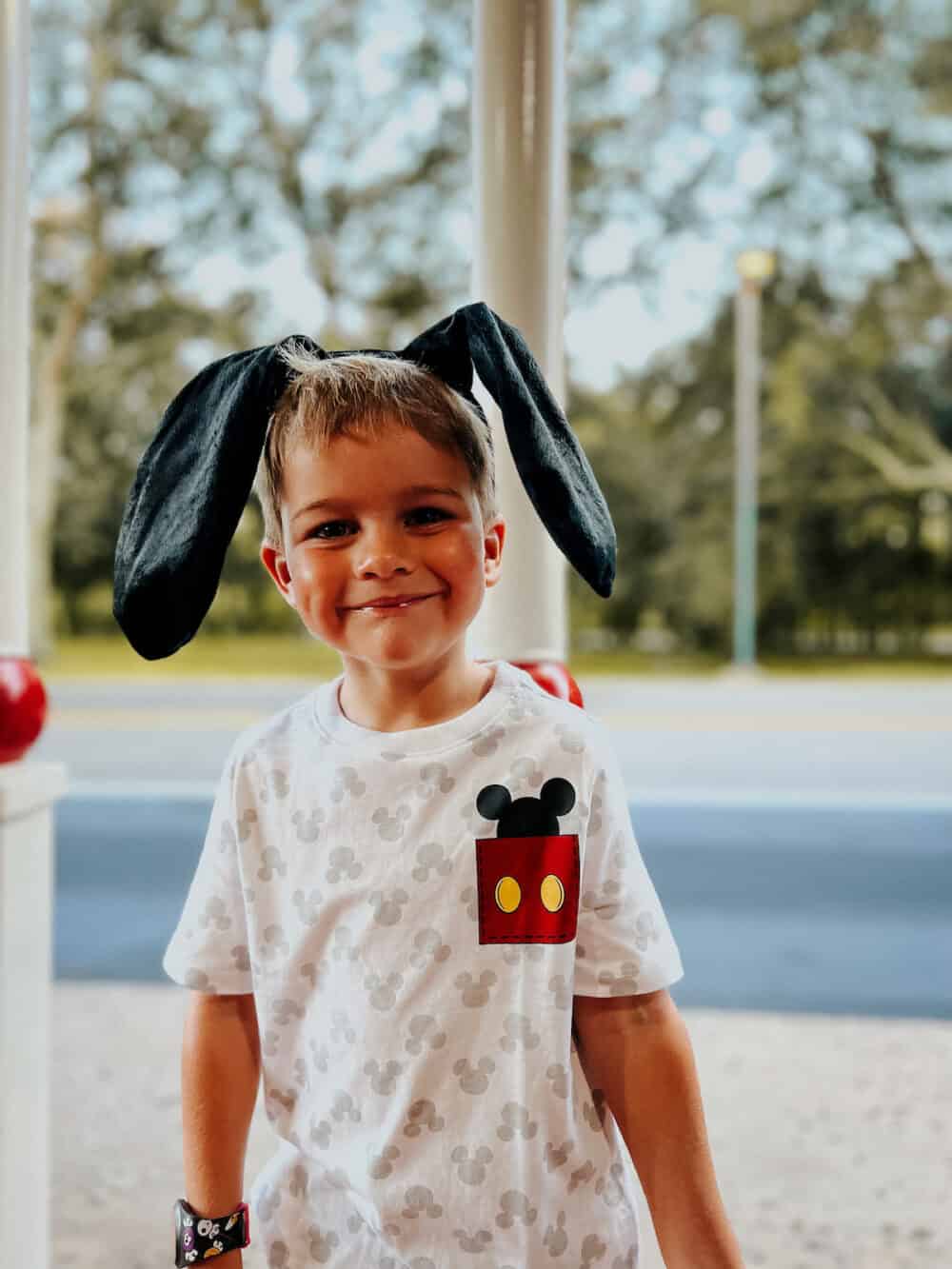 young boy with Goofy ear headband